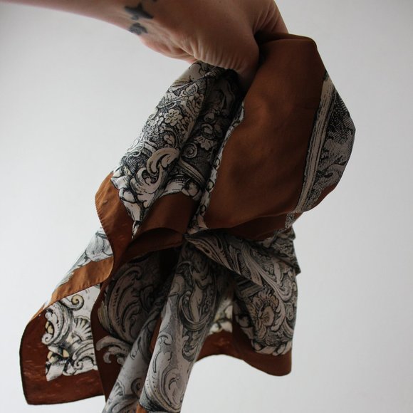 Vintage Accessories - Vintage Brown Square Scarf